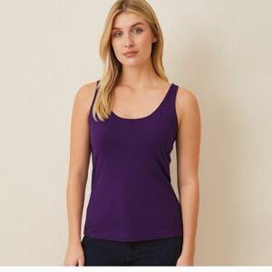 Chicos Purple Slvless Microfiber Scoop Neck Tank Size 1 In Excellent Condition